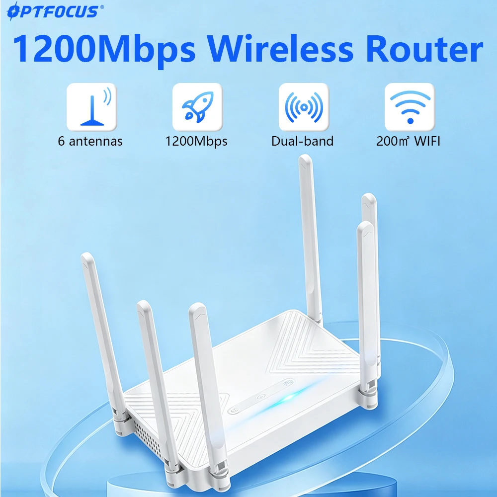 

OPTFOCUS 1200 Мбит/с двухдиапазонный беспроводной маршрутизатор 2,4/5 ГГц, гигабитный маршрутизатор с 6 антеннами, широкий диапазон покрытия сигнала