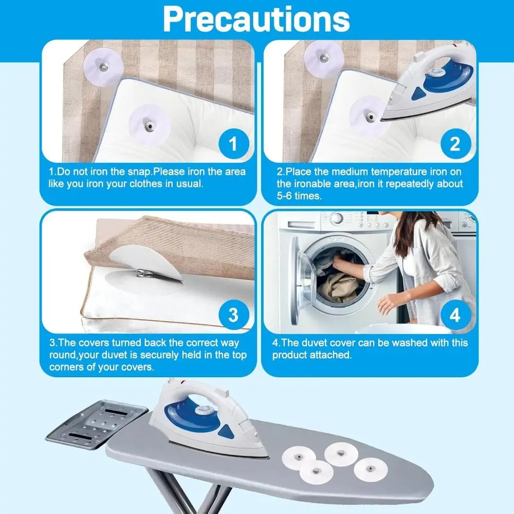 16Pcs Metal Duvet Cover Snaps Clips Clip in Place Fit All Thickness Corner Keepers Holds No More Shifting Easy to Install