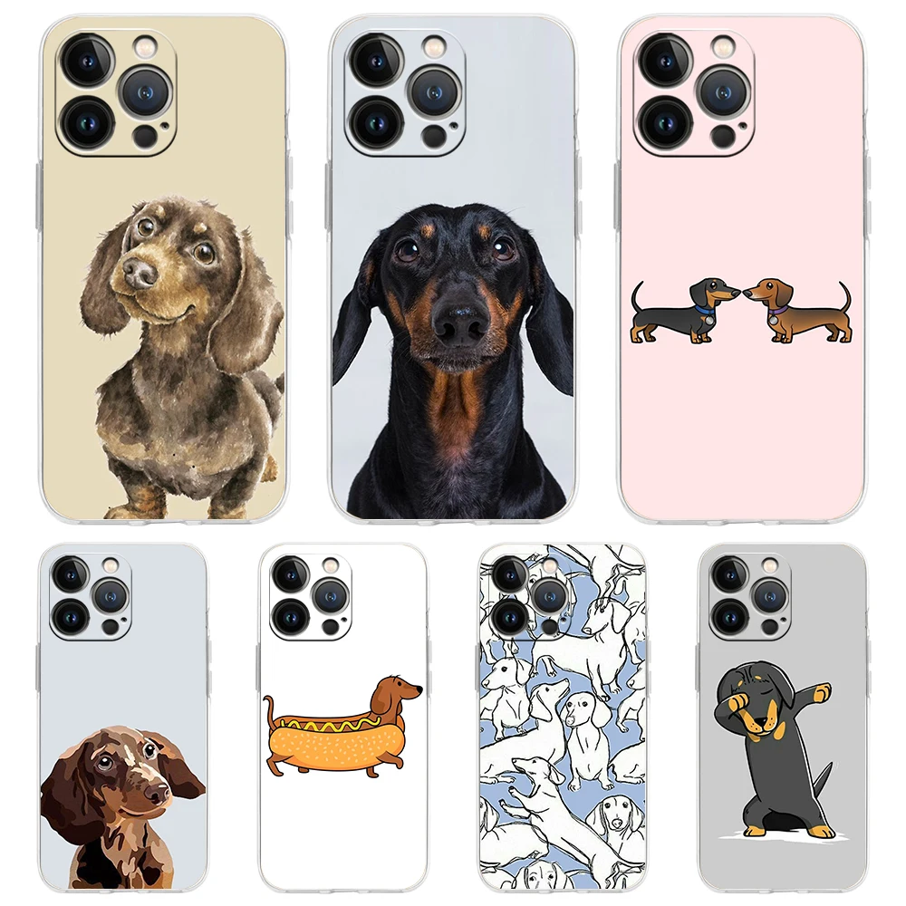 Dachshund Sausage Dog Phone Case For iPhone 15 14 13 12 Mini 11 Pro Max XS X XR 7 8 Plus Clear Shockproof Silicone TPU Cover