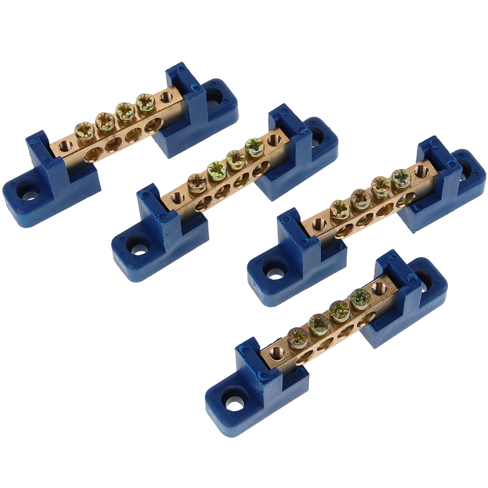 

4pcs Copper Ground Kit Multi-Hole Distribution Box Wiring Terminal Durable Conductive Material Secure Connection Electrical