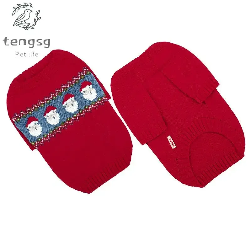 X-mas Dog Wool Sweater Snowman Printing Christmas Clothes Fashion Warm Costume Hoodie For Puppy Small And Medium Cat Knit 2 Feet