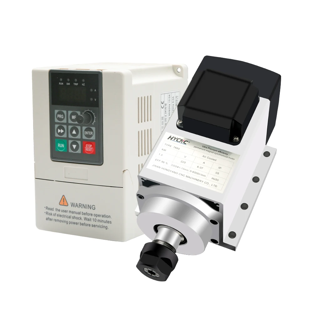HYCNC1.5 kw air Cooled Spindle 8.2A 220v/380v  ER20 High Speed 6000 Rpm 2UM Constant Power Motor Engraving Soft Metals