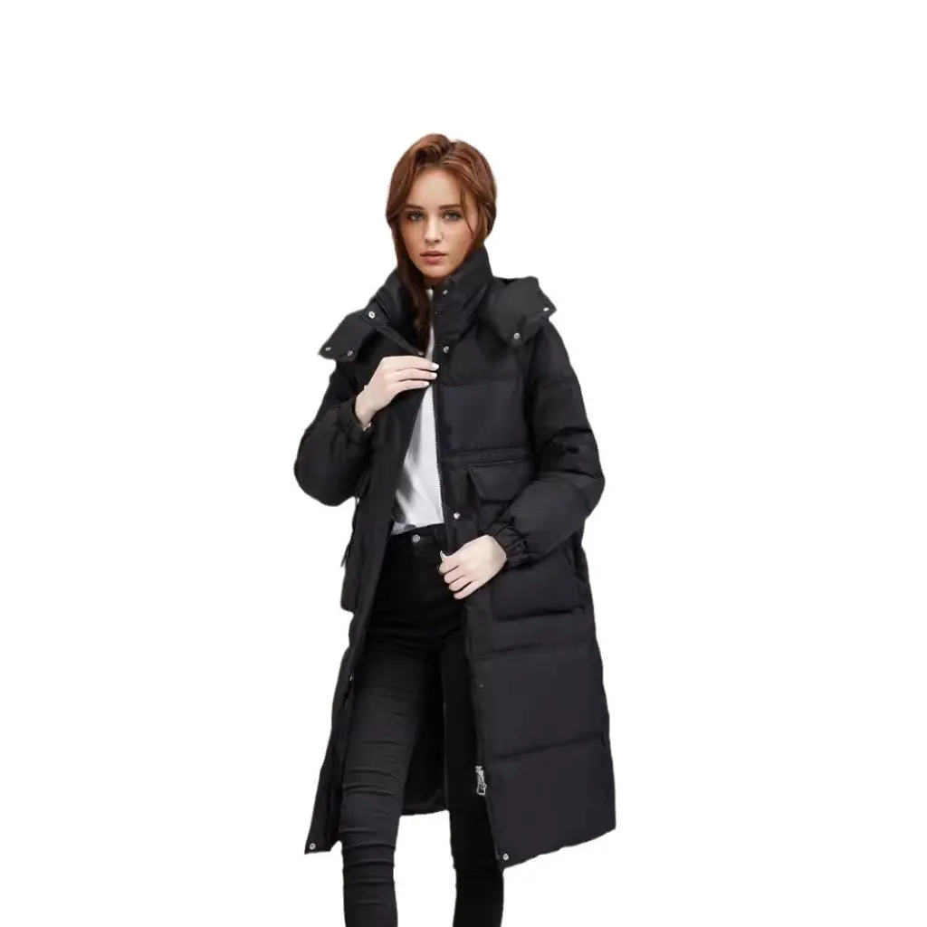 

Women's Mid-Length Detachable Hat Cotton-Padded Coat European Station Winter Thickened down Outerwear
