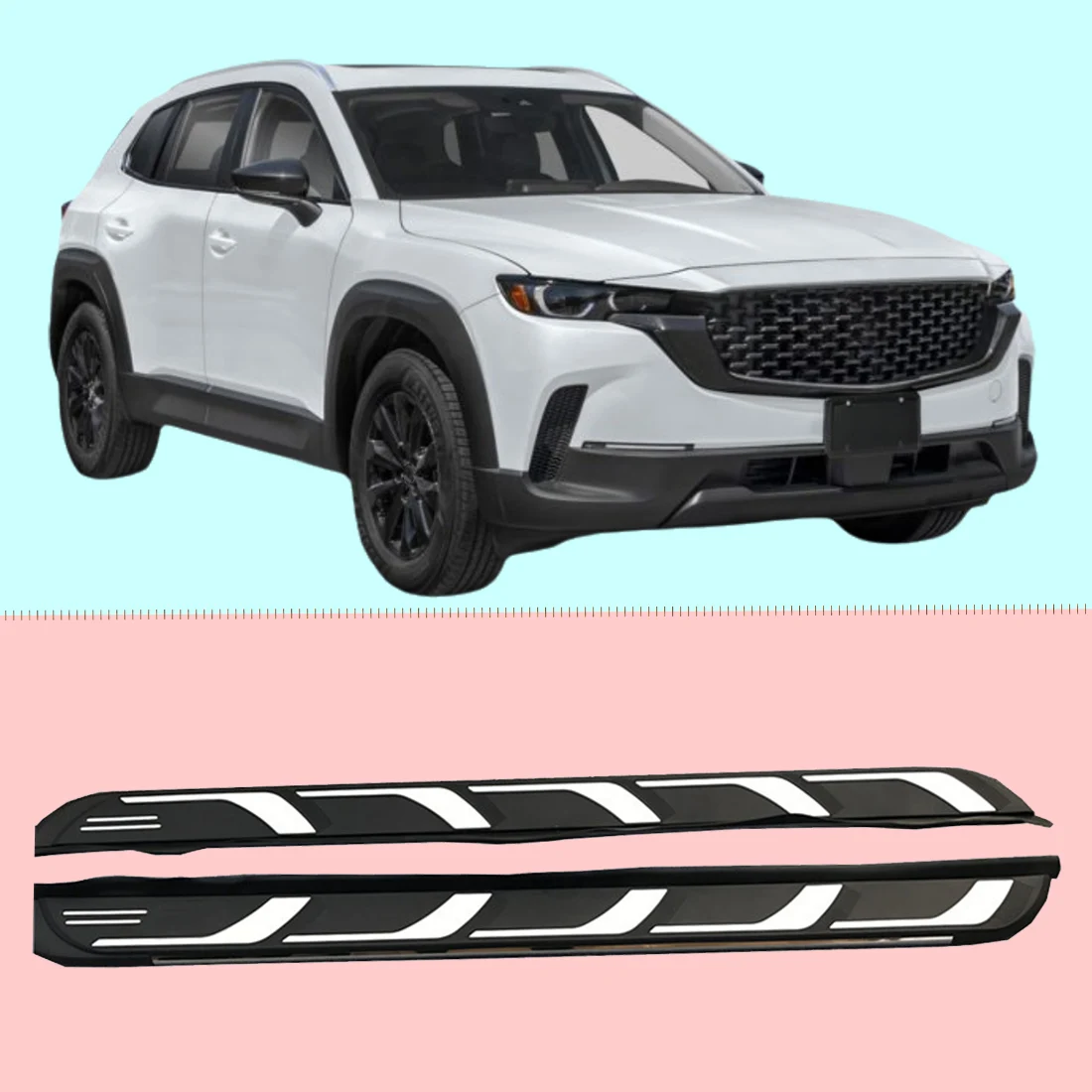 2PCS Side Step fits for Mazda CX-50 2022 2023 2024 Running Board Nerf Bars Stairs Aluminium Pedal