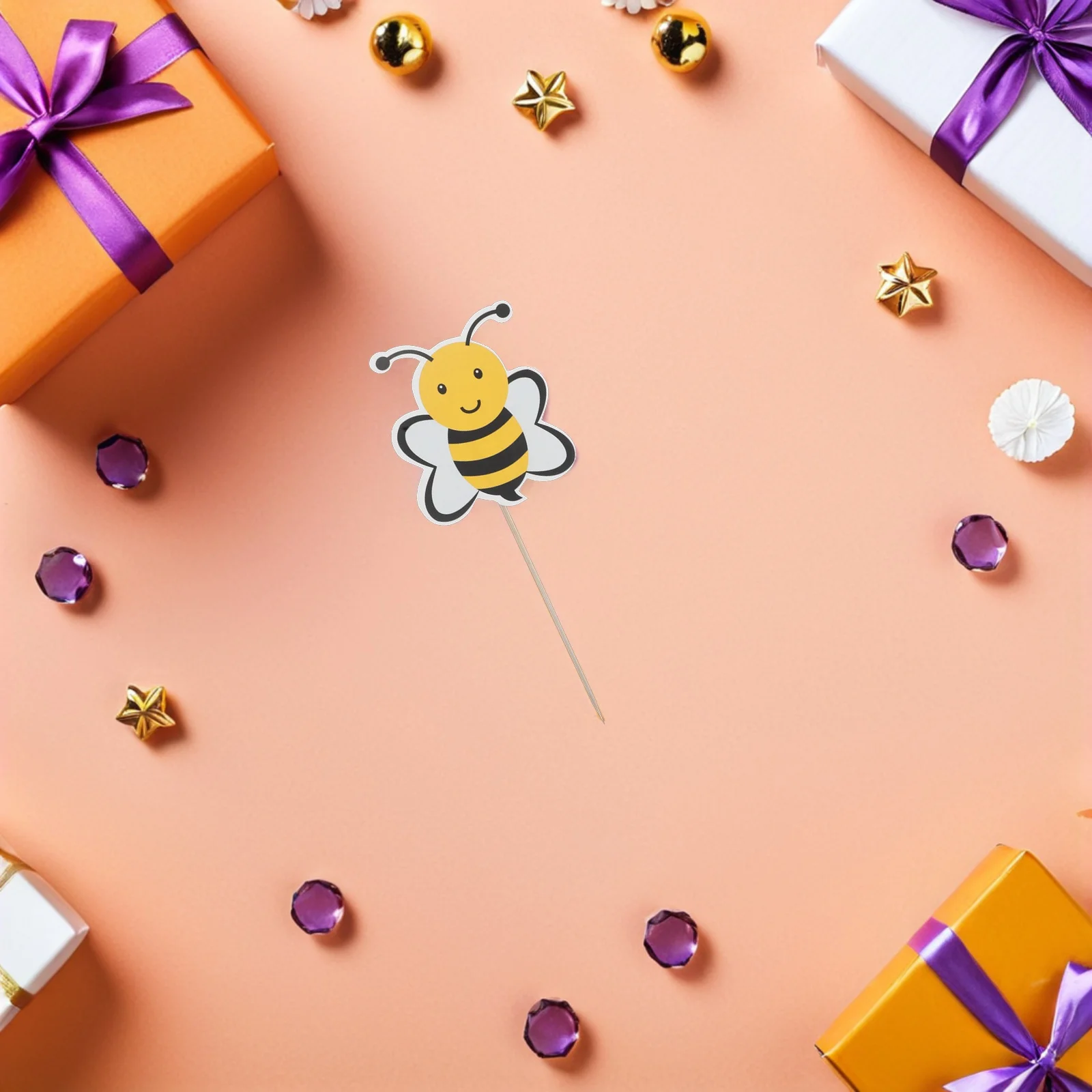 

72Pcs Bee Cupcake Decorations Honeybee Cake Picks Cartoon Toppers for Kids Birthday Party Baby Shower Supplies
