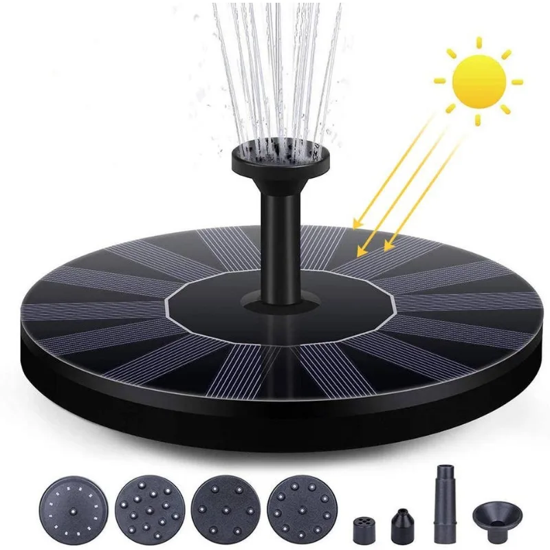 Anbosunny Round Solar Fountain Water Pump for Pond Garden Outdoor Solar Panel Kit 2.5W 5W