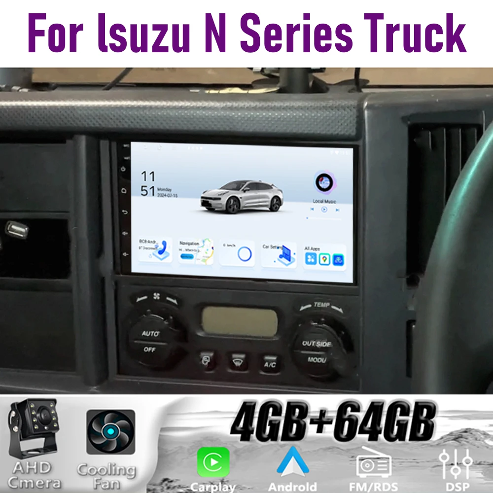 

GPS 7" 4+64GB For lsuzu N Series Truck Car Radio Steering wheel control Google Map Stereo Wifi Reversing Image 2DIN