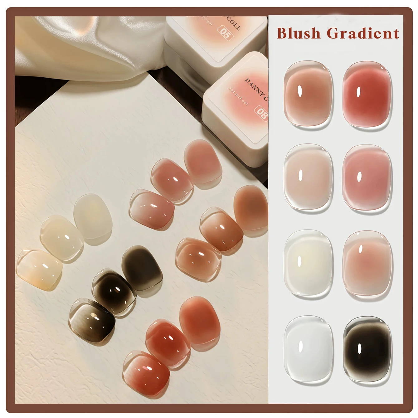 MEC 1-8 PCS 12ML Serie Soft Blush Esmalte de Uñas en Gel 2026 Otoño e Invierno Degradado Blush Blanco Negro Pegamento para Uñas Suministros para Arte de Uñas