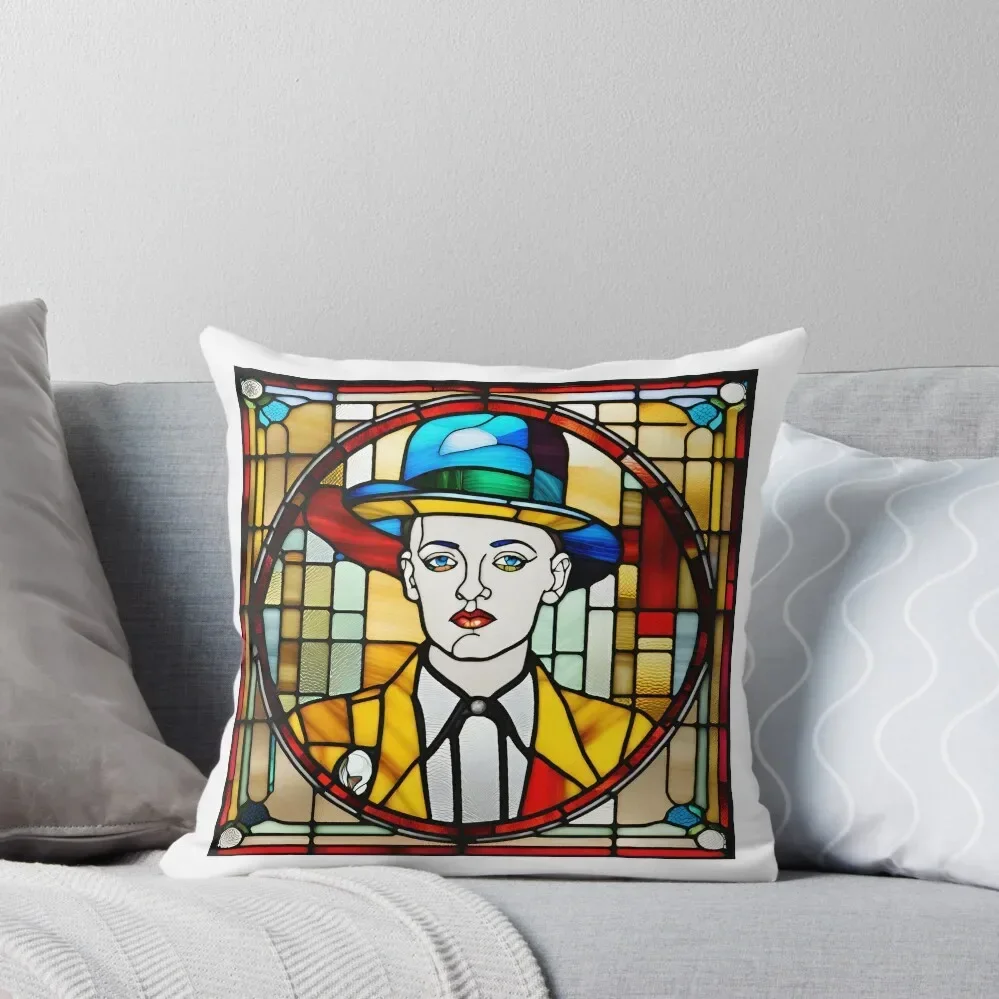 Boy George - Stained Glass Throw Pillow Pillow Cover Throw Pillow Covers Embroidered Cushion Cover