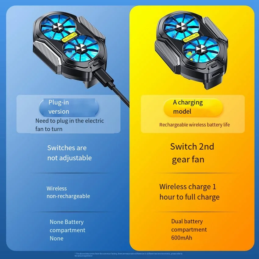 FS01 Rechargeable 600Mah dual fan Mobile radiator Big wind back clip gaming mobile fan for iPhone Samsung Universal
