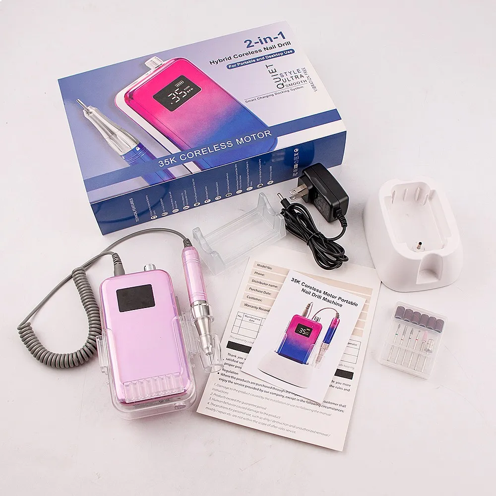 2026 Acrylic Nails Polish Remove Manicure 35000RPM Electric Nail E File Pedicure Pink Nail Drill Machine