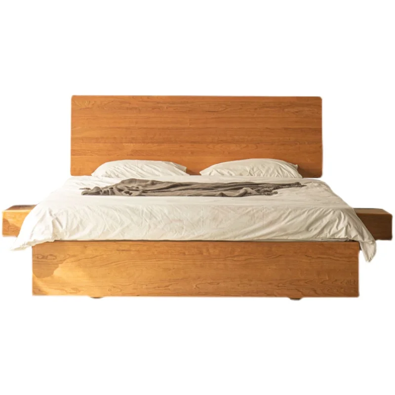 

Small spaceship suspended box bed solid wood bed high box storage storage cherry wood solid wood master bedroom
