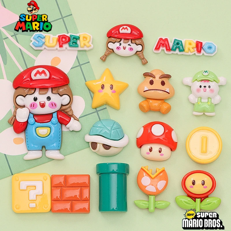 

1Pcs Super Mario Classic Cartoon Game Drag DIY Cute Cartoon Cream Glue Phone Case Headwear Hairpin Resin Jewelry Accessories