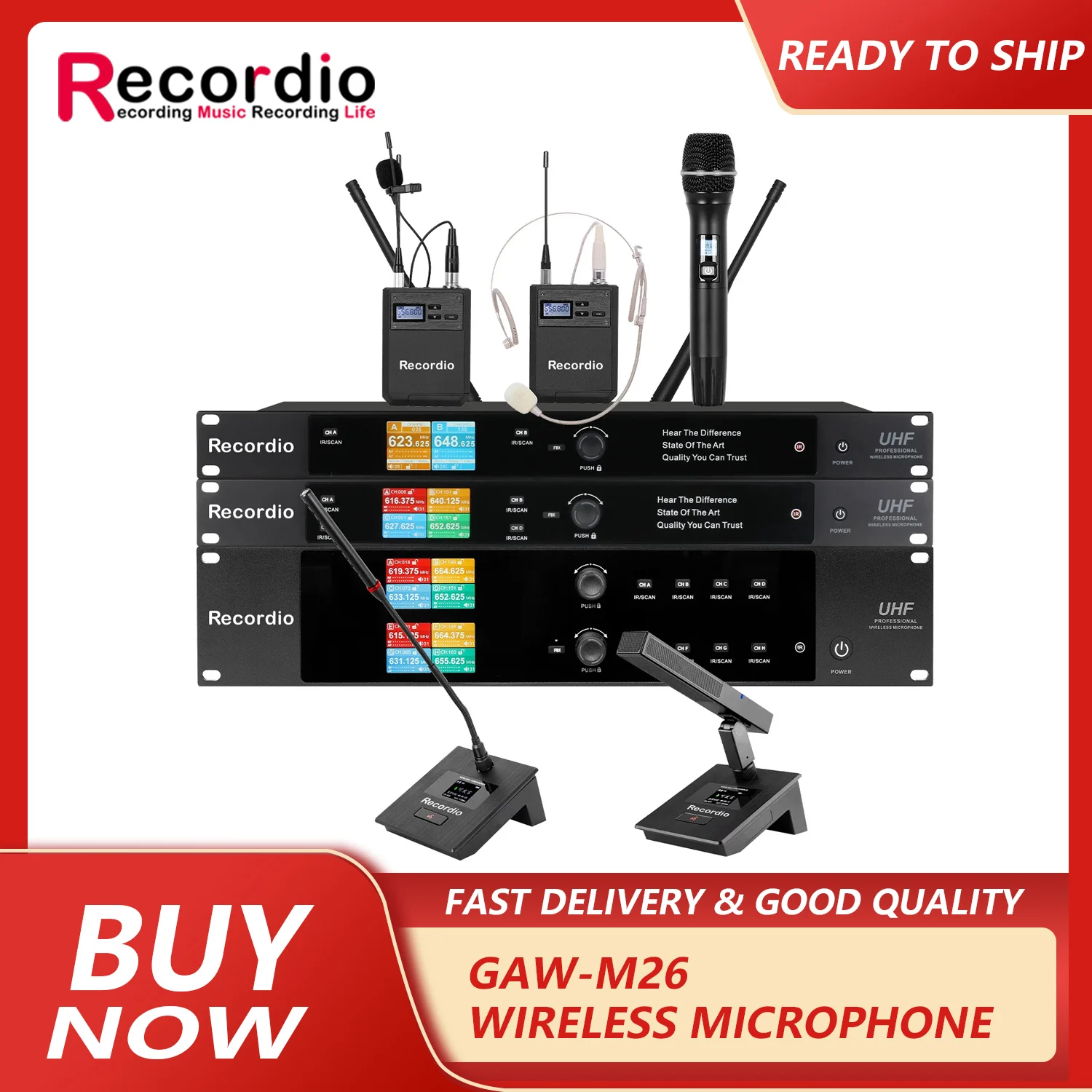 

GAW-M26 Rechargeable Wireless Microphone One-To-Two TV KTV Mobile Phone Computer Singing Dynamic Microphone