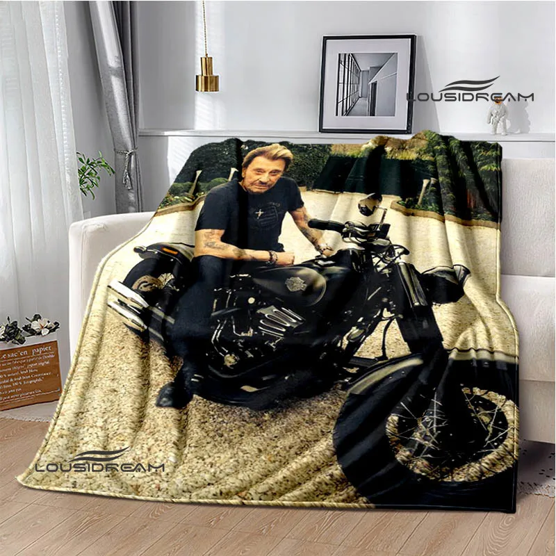 Manta de franela con estrella de Rock francés Johnny Hallyday, manta de viaje para el hogar, manta cálida de moda, forros de cama, regalo de