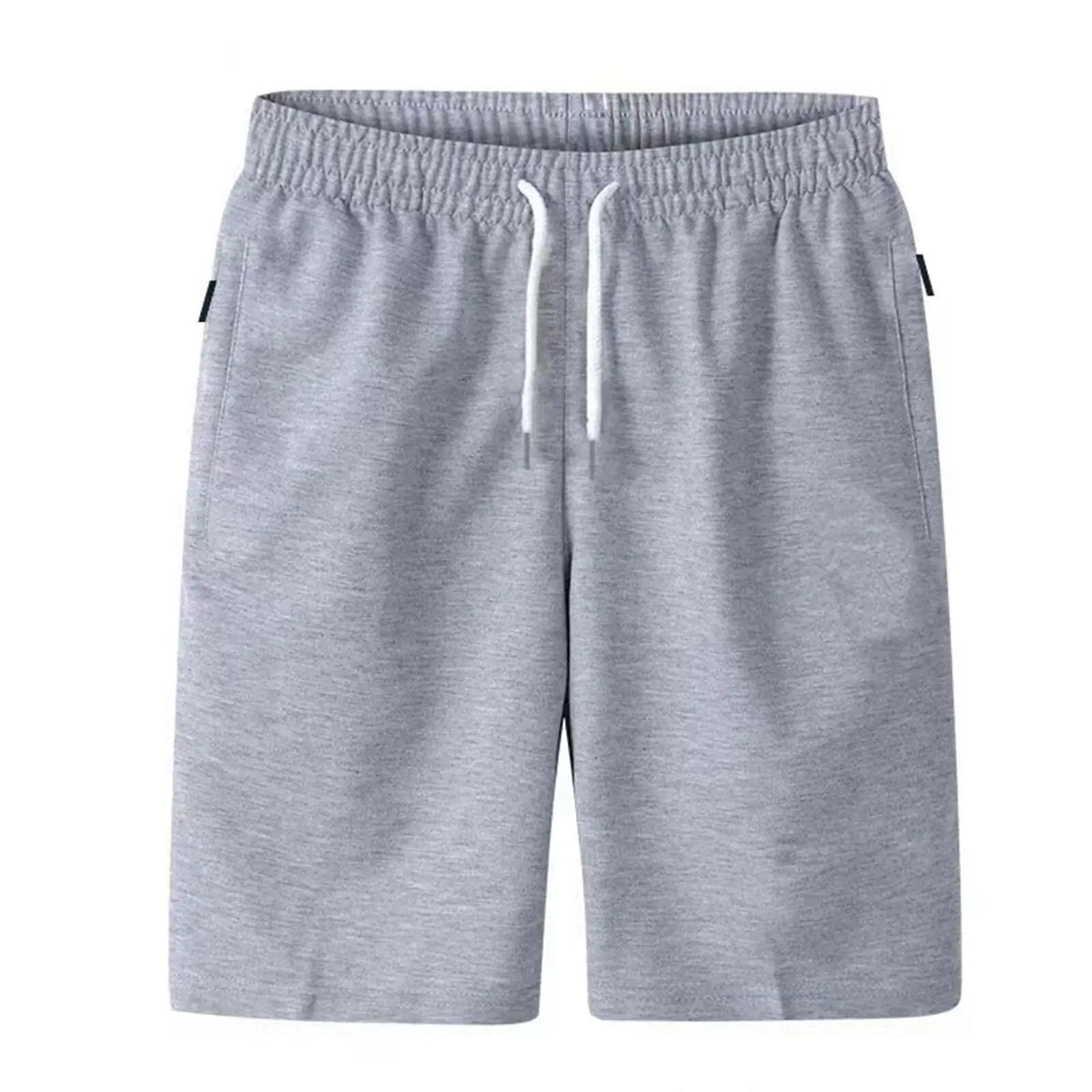 Mens Sports Pocket Short Pants Summer Sportswear Solid Drawstring Trunk Beach Shorts Soft Cotton Thin Trousers Loose Sweatpants