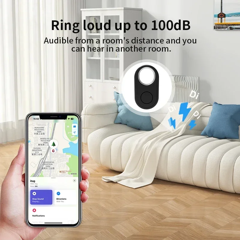 

Black/White Mini Bluetooth Smart Tag Pet Tracker Replacement Real-Time Tracking Sound Positioning Tag Work with Apple Find My