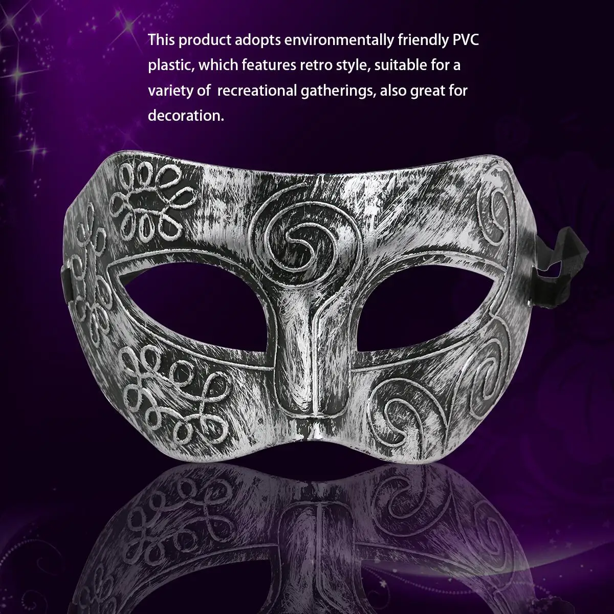 s Greek Fighter Masquerade Mask for Men Silver Greek Mask PVC 18x9cm Fancy Dress Halloween Party Accessories