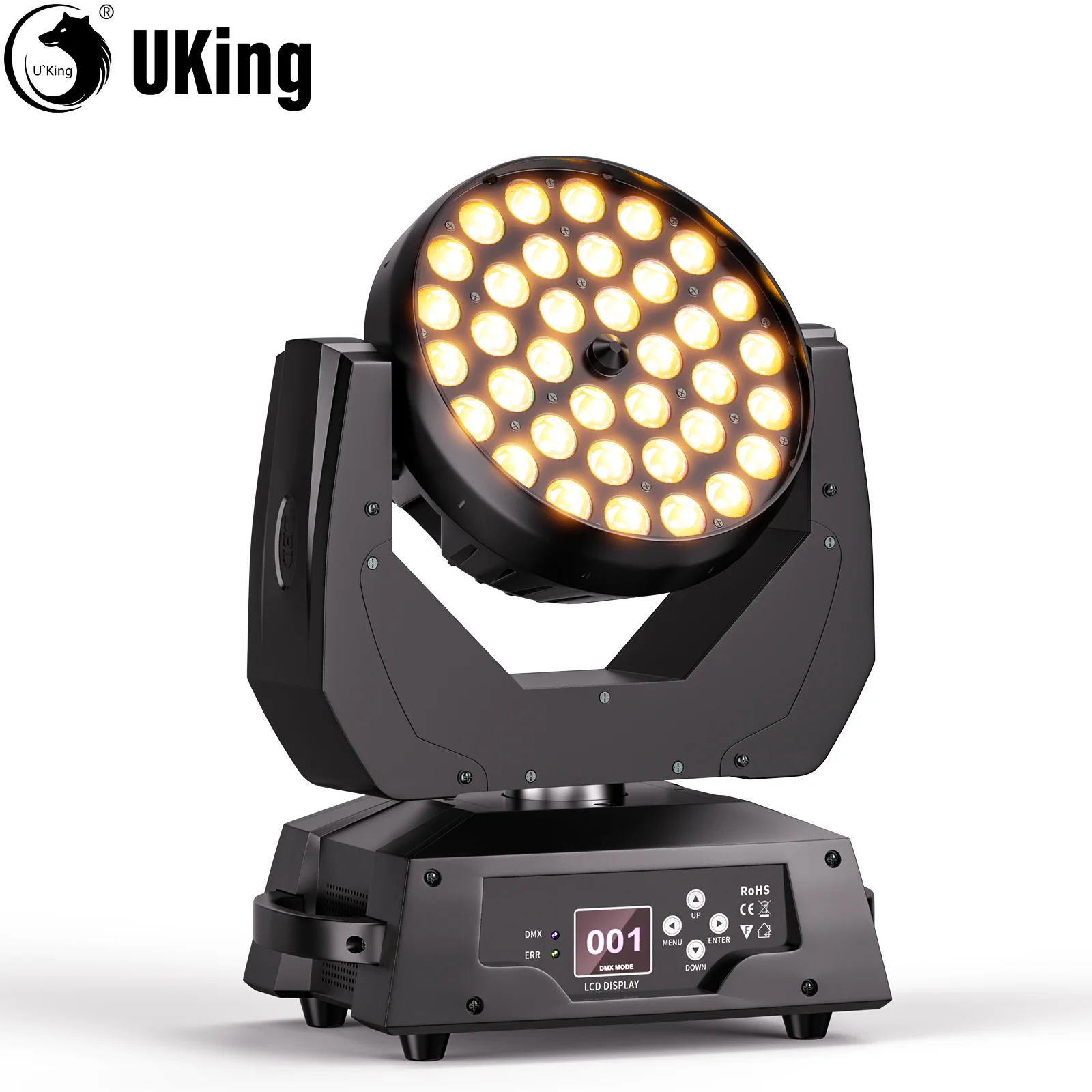 U'King 36X8W LED Moving Head Light 230W Wash Zoom Stage Lighting Effect DMX DJ Lights For Wedding Party Disco Nightclub KTV Bar