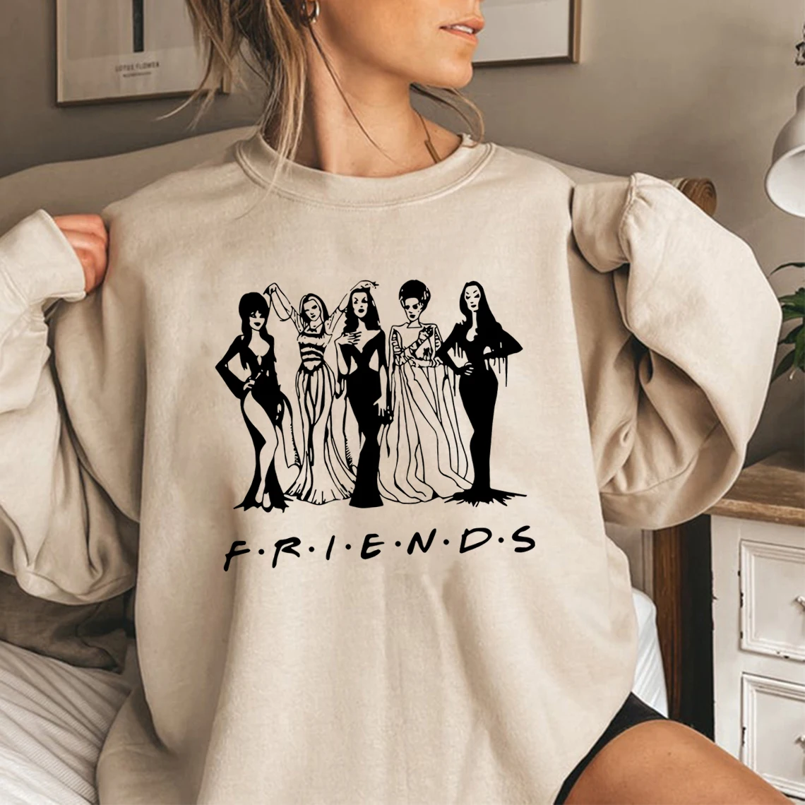 

Halloween Friends Squad Goals Sweatshirt Horror Squad Queens Gift Women Graphic Hoodies Halloween Sweatshirts Casual Pullovers