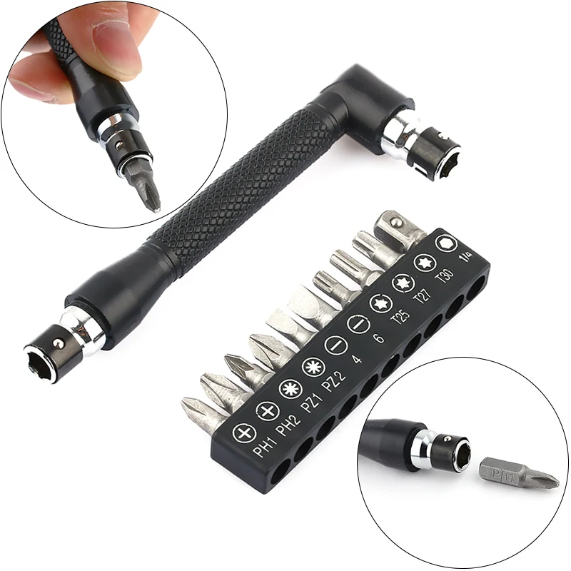 11PCS Precision Screwdriver Set Mini Carbon Steel L-Shape Dual Head Wrench Hand Operated Tools Toolbox Professional Magnet Bit