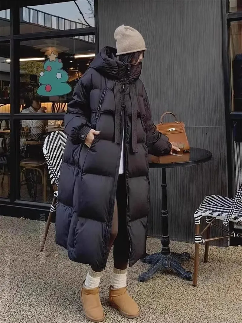 Parkas largas y gruesas para mujer, abrigos con capucha, chaqueta acolchada de algodón a prueba de viento, ropa de abrigo informal de gran tamaño,