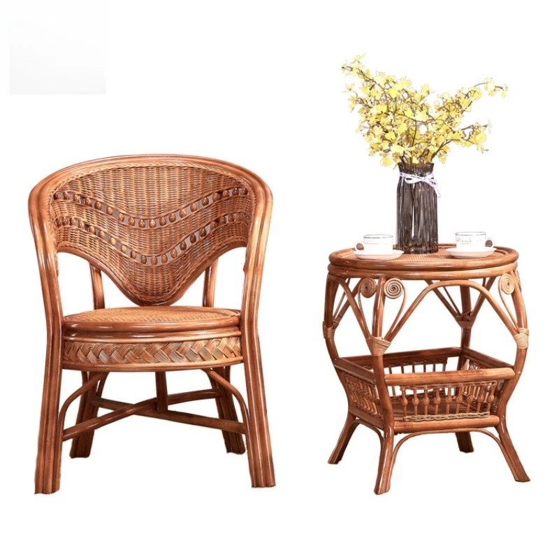 

Natural rattan chair three-piece balcony table and chair leisure courtyard household combination