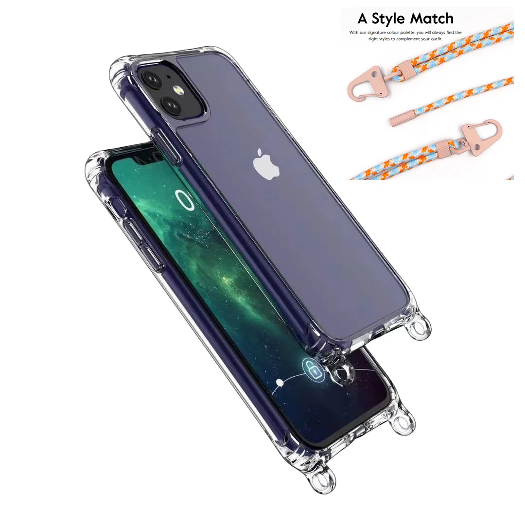 Collana cordino cinturino catena XOUXOU custodia per telefono per iPhone 15 Pro 13 14 12 11 Pro Max Mini 7 8 Plus custodia morbida trasparente in