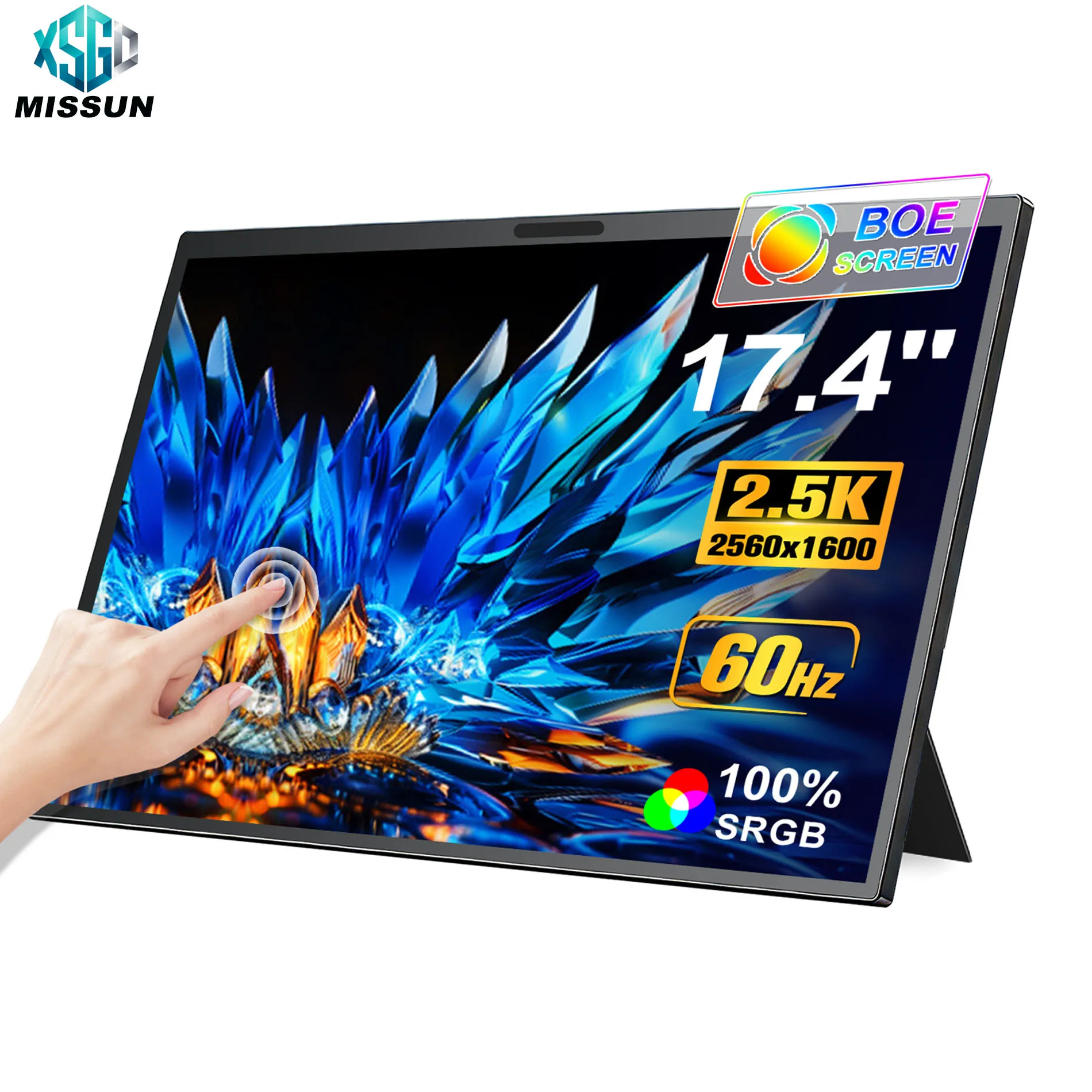 

HOWENS Portable Monitor Touchscreen 17.4 Inch 60hz w/VESA & 180° Adjustable Stand For Laptop PC Mac Switch PS5 iPhone HUAWEI