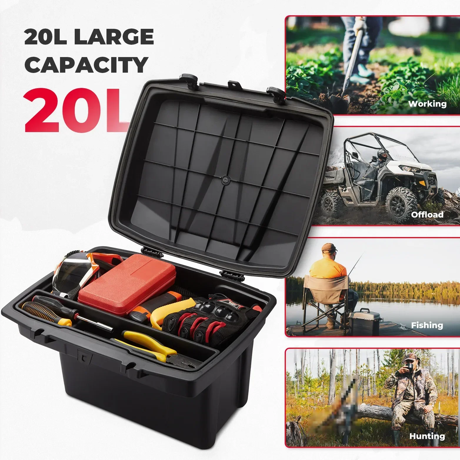 ل Can-Am Defender Max HD5 HD8 HD10 Max Commander 2021 + UTV على الطرق الوعرة 20L صندوق تخزين سرير البضائع القابل للإزالة