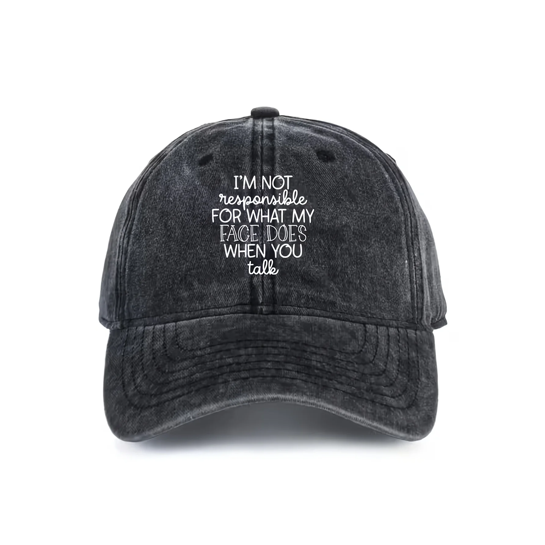 Washable Baseball Cap for Men and Women, Couple Style, Stain-Resistant, Wrinkle-Resistant, Retro Casual Street Style, Funny Humorous Text, 