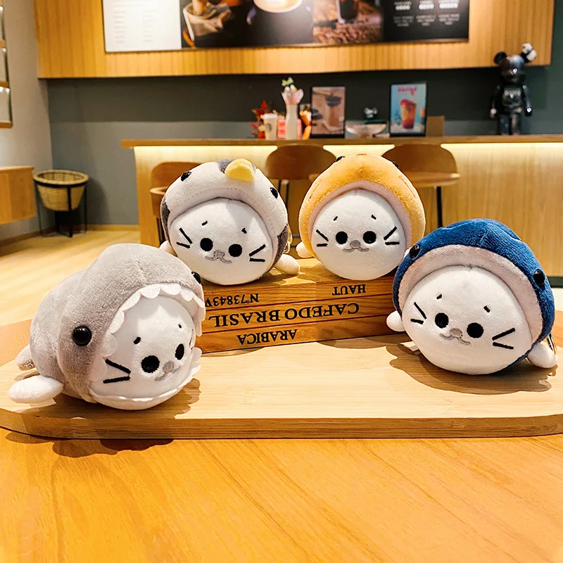 Creative Cartoon Plush Cross-dressing Seal Plush Doll Keychain Pendant Cute Small Animal Seal Plush Backpack Decoration Pendant