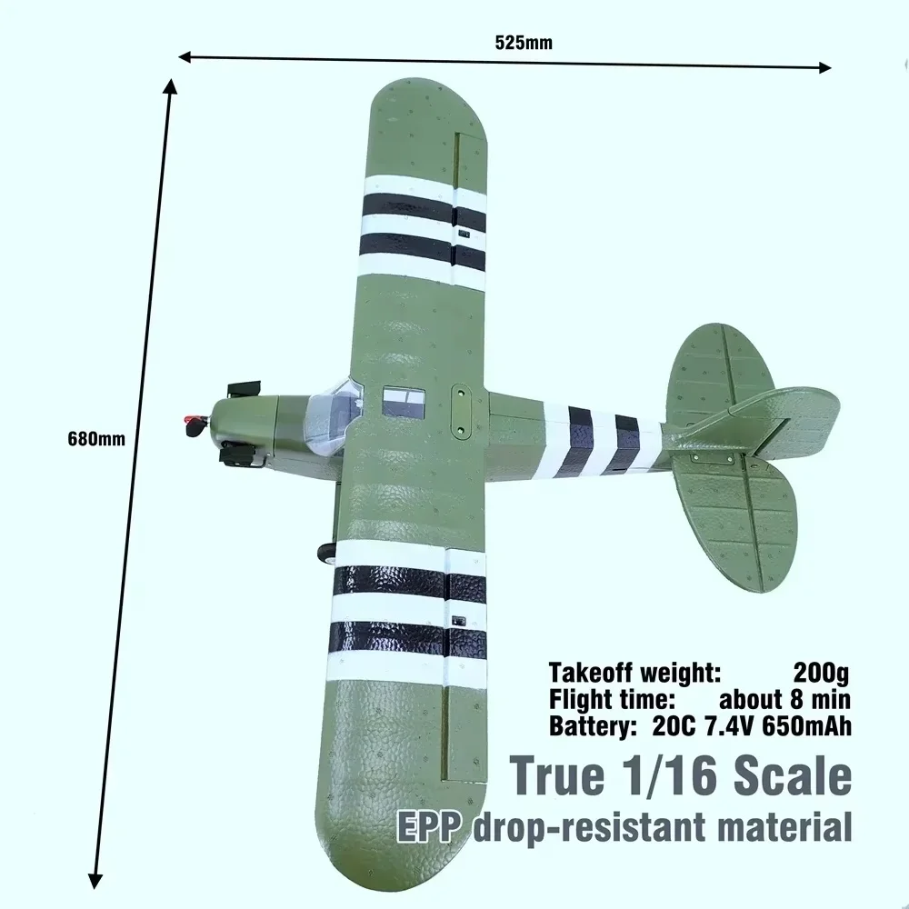 Avion J3 télécommandé sans balais, quatre canaux, six axes, avion partenaire 3D, super grand modèle d'aviation, jouet de la seconde guerre mondiale, 1/16