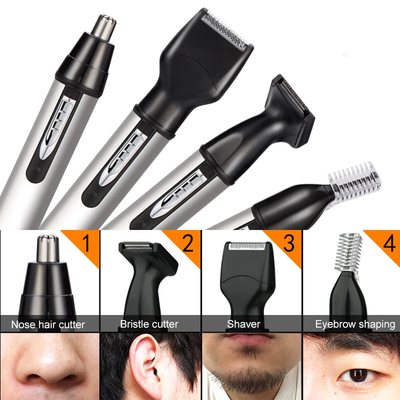 4 in 1 Electric Nose Hair Trimmer for Men Ear Nose Hair Trimmer Beard Trimmers Hair Removal Eyebrow Epilator Nose Clippers