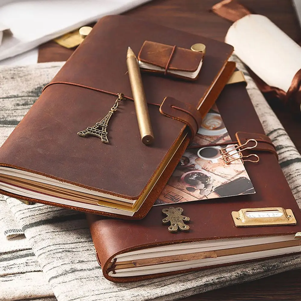 Handmade Office Diary Cowhide Stationery Journal Leather Notebook Vintage Notebook Travel Notebook Genuine Leather