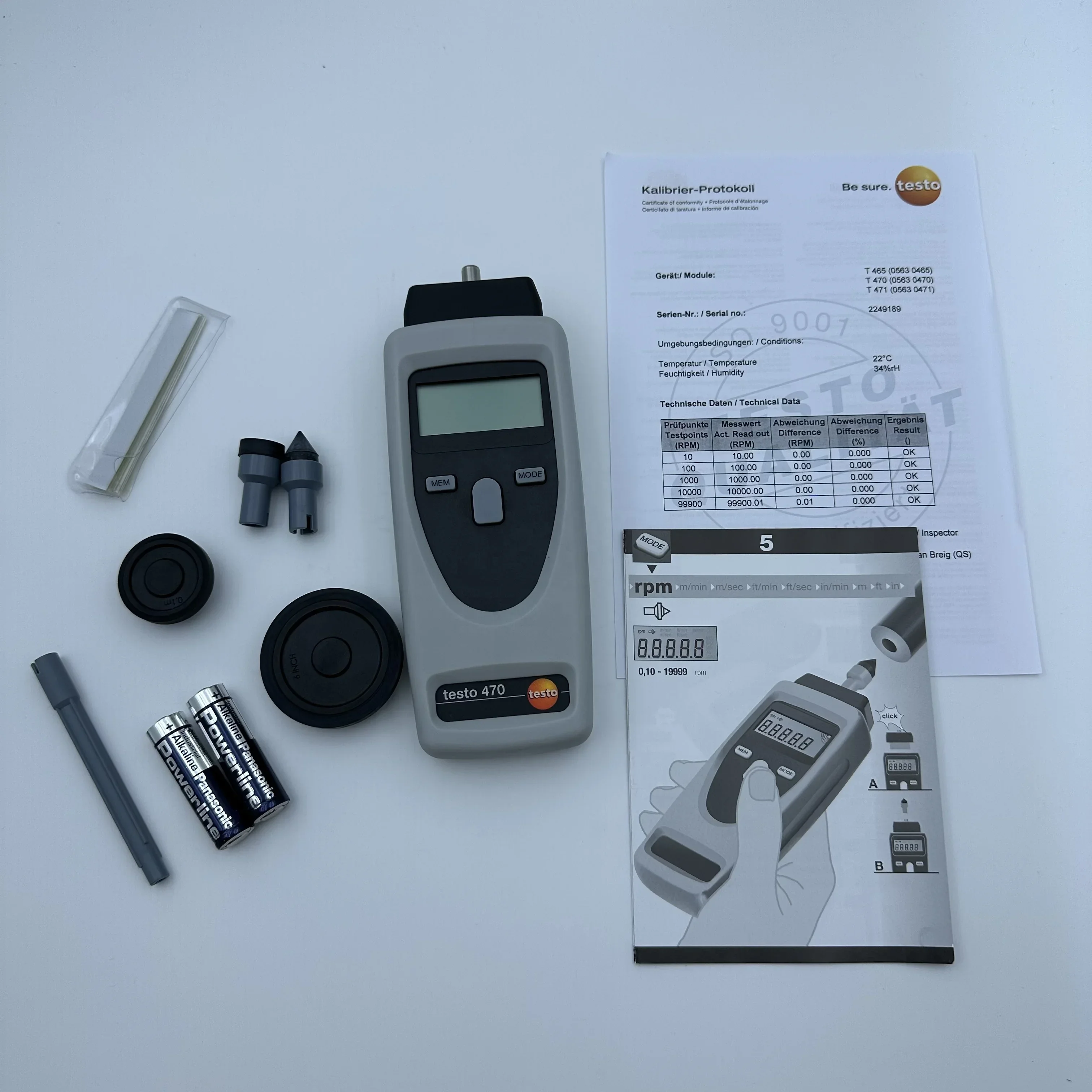

2025non contact digital rpm tachometer testo 470 with rpm, speed, length measurement (0563 0470)