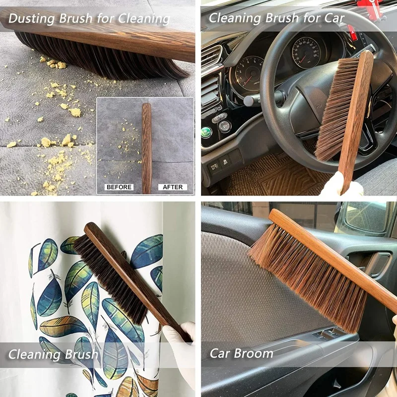 バスルームのクリーニングブラシ,柔らかい毛,ダスティング,車,ソファ,木製のハンドル,1個