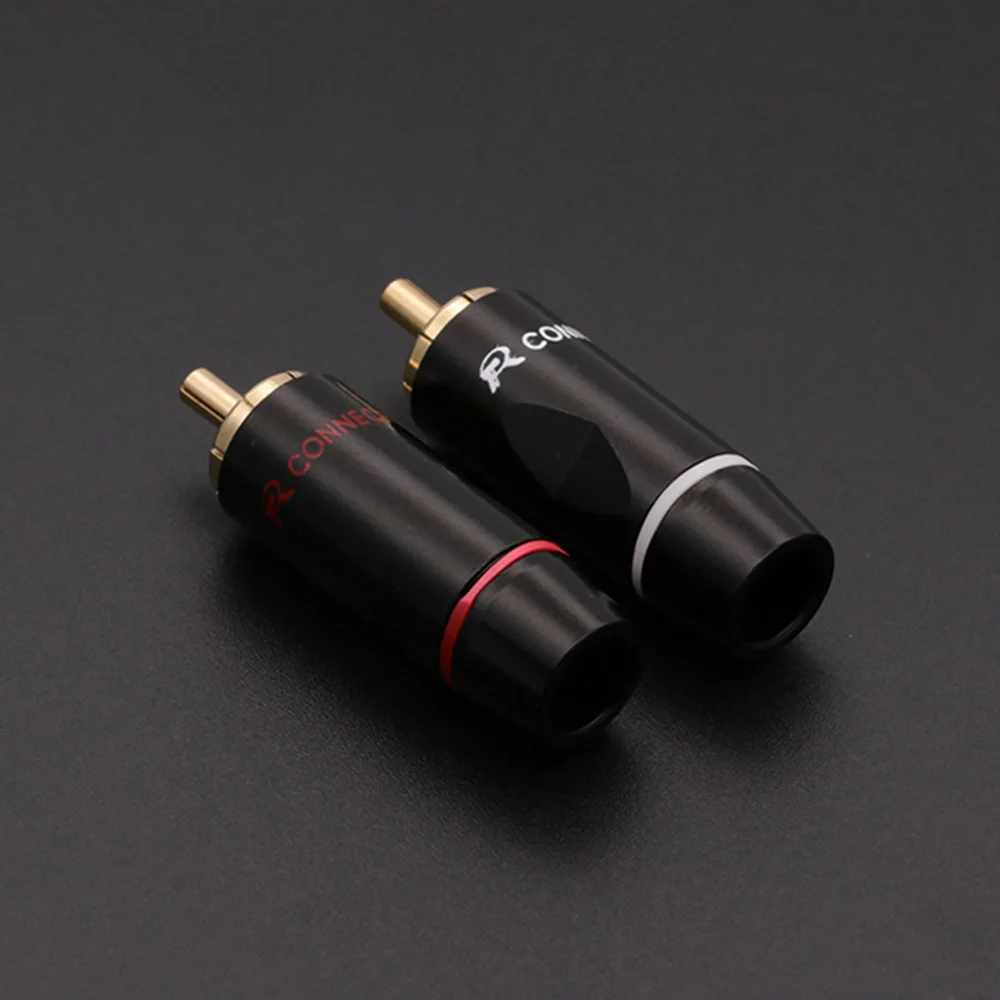 4Pairs RCA HIFI Cable Terminals Connector, Male Plug Connector Brass Gold Plated, Audio Video HIFI Terminals