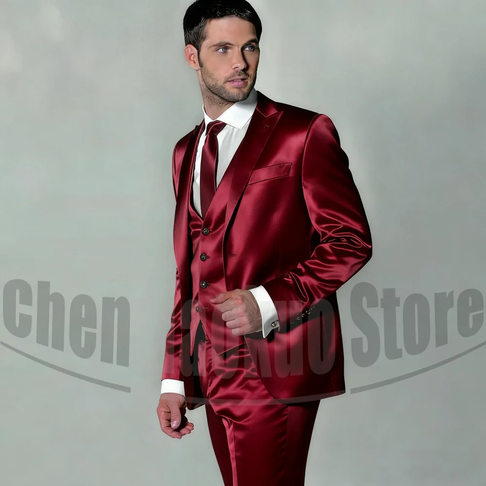 Heren Satijn Driedelig Pak Set - Formal Wear For Men In Wedding recensie en prijs