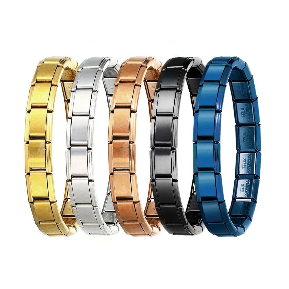 2026 Trendy Y2k Gold Color Plated Elastic Italian Bracelet Link Charm DIY Jewelry Making Bangle Hand Chain Fashion Jewellry