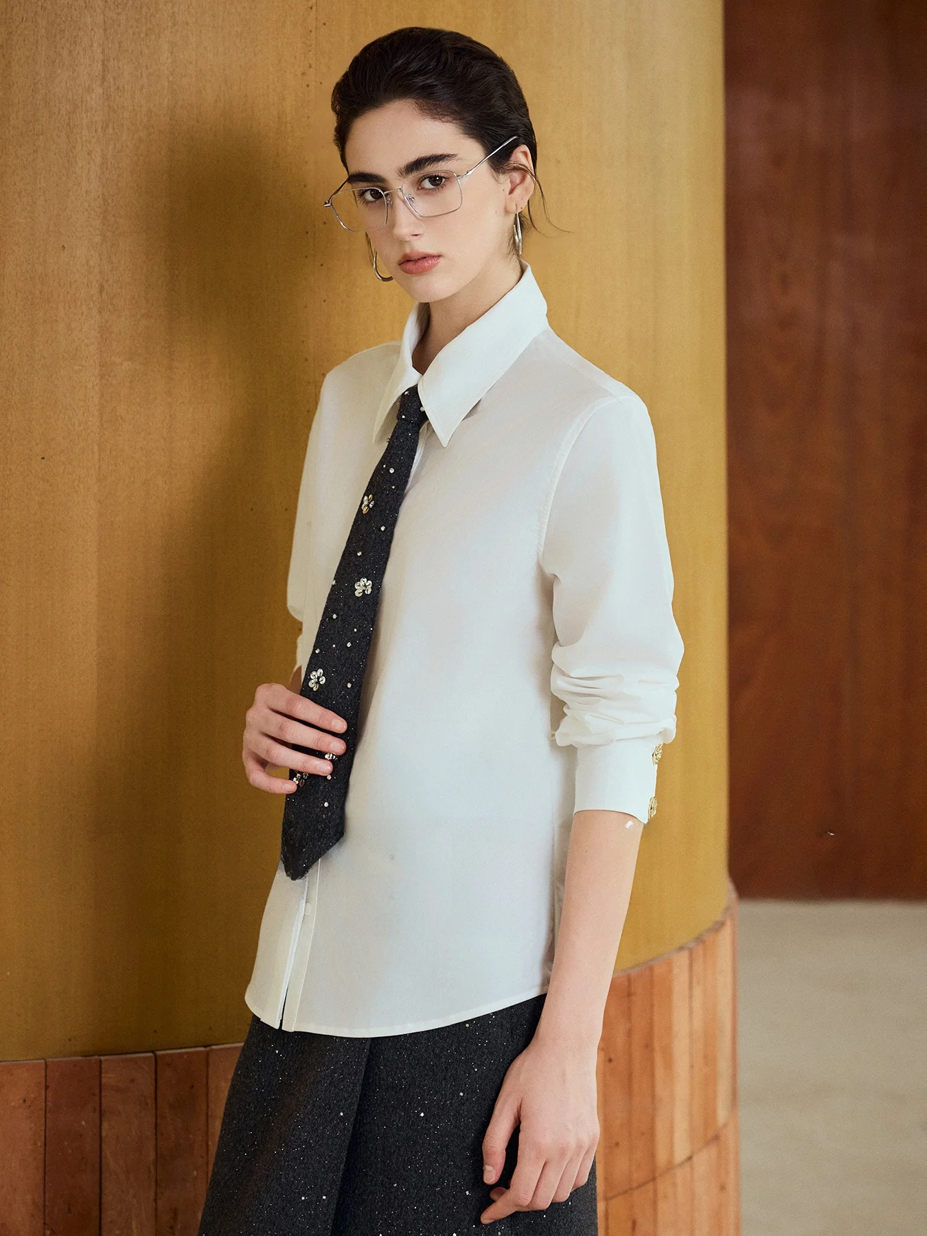 

the Diva Anti-Wrinkle Acetate Blend White irt Commute Versatile irt Polyester Acetate Fiber Long Sve Busin Casual