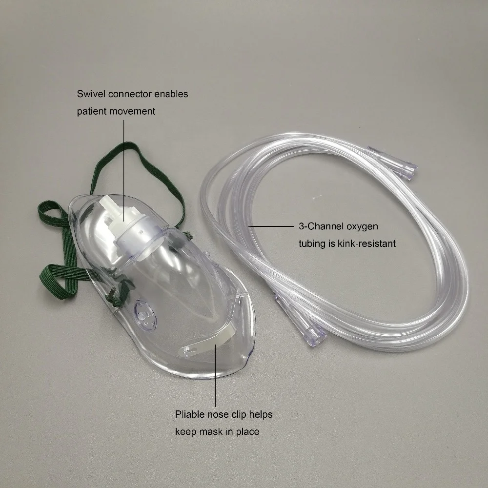 Clear or Green Color Disposable Oxygen Mask