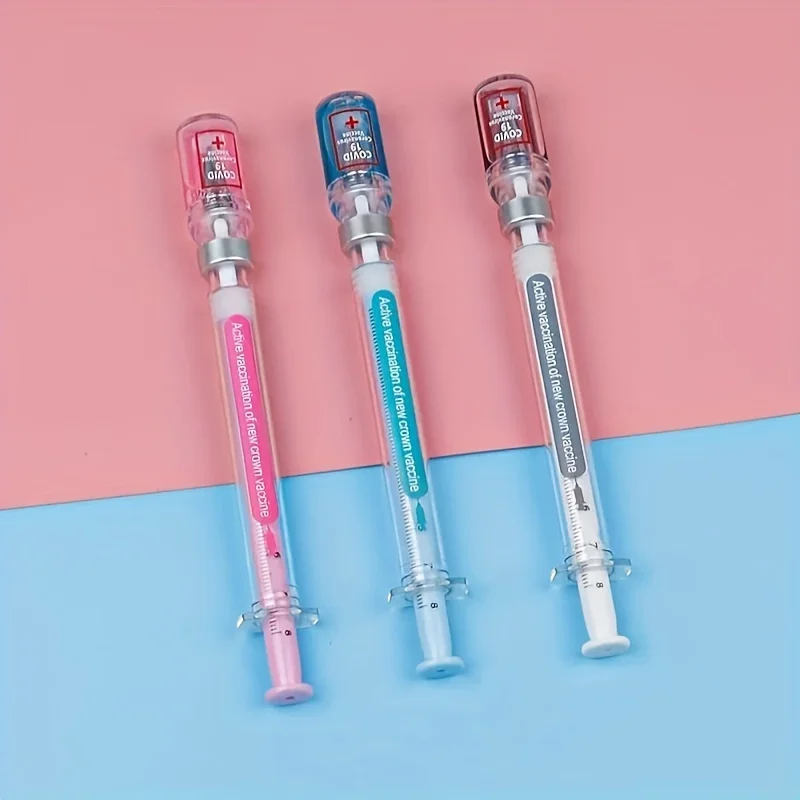 2 قطعة/5 قطعة لون عشوائي حزام حقنة على شكل هلام قلم محايد اللون ، قلم حبر جاف توقيع ، مناسبة للممرضات والأطباء والطلاب #6