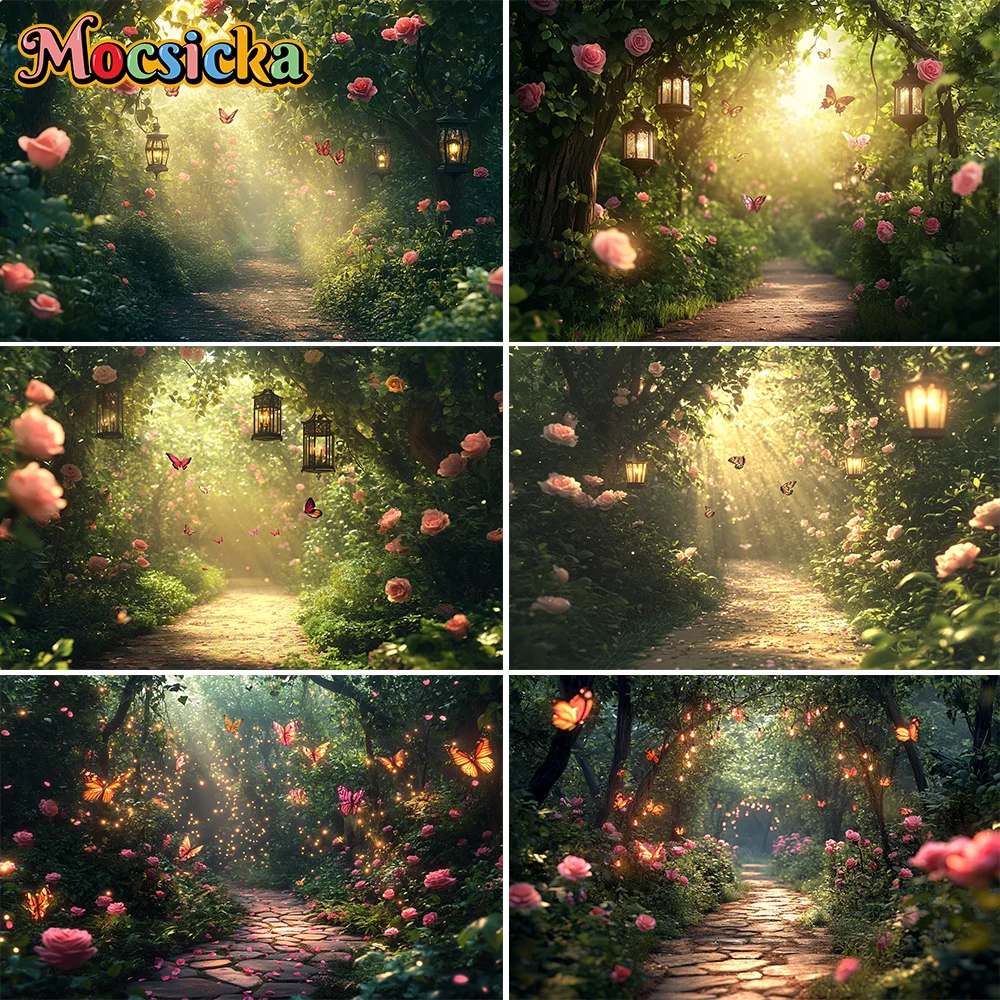 

Enchanted Garden Photography‌ Backdrop Supplies Fairy Tale Forest Background Party Decorations Baby Shower Photo Shoot Props