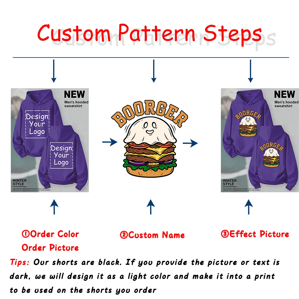 Customized Personalized Logo Text Print Men Hoody Family Autumn Pullover Fleece Casual Streetwear Loose Activity Hoodies