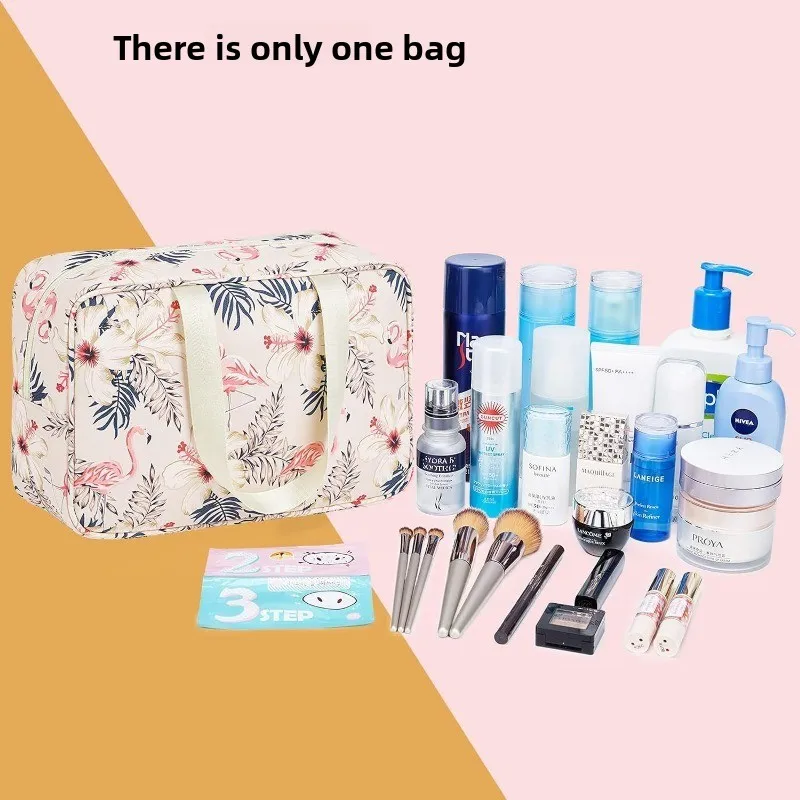 Portable Waterproof Makeup Bag Large Capacity Flamingo Wash Bag Multi-functional Storage Bag Wash Bag  Beautiful Bag  Niche Bag