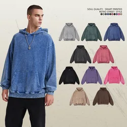 Autumn Winter New American Retro Washed High Street Hoodie for Men Fashion Gothic Sweatshirt Couple Streetwear Y2k Clothing