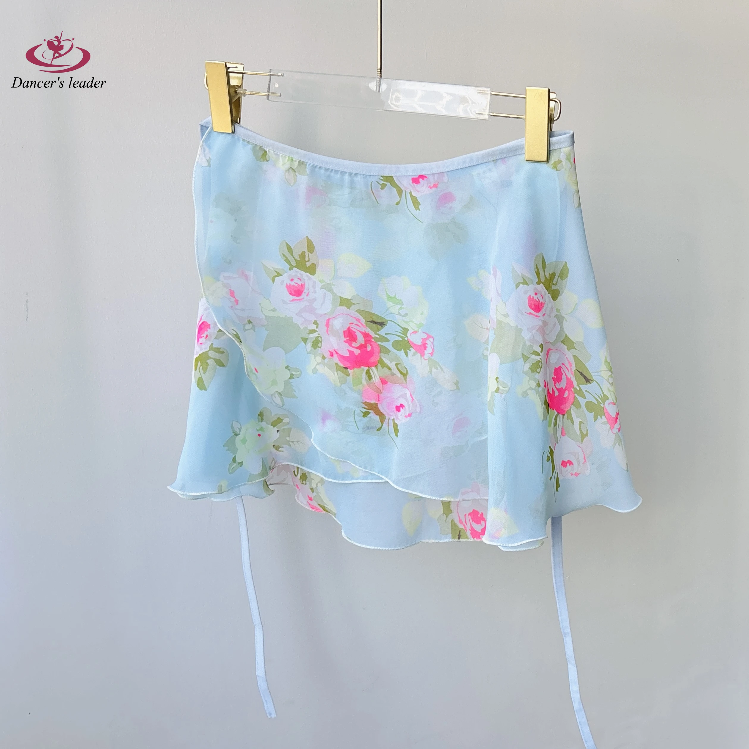 Saia de balé feminina rosa flor impressão rendas até saia de dança adulto macacão menina praticando ballet mini saia imagem