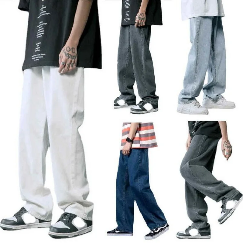 

Jeans Men Loose Straight Casual Pants Wide Leg Pants Men's Summer Thin Streetwear Trousers Men