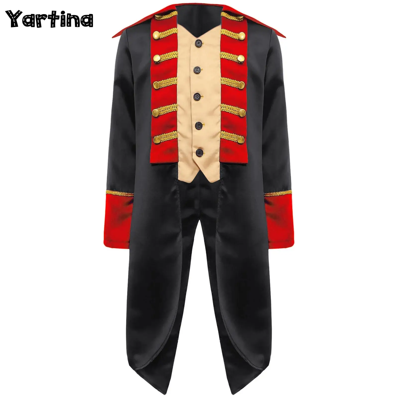 Kids Boy Girls Halloween Costume Revolutionary War Colonial Cosplay Costume British Red Coat Tailcoat Napoleon Costume for Child